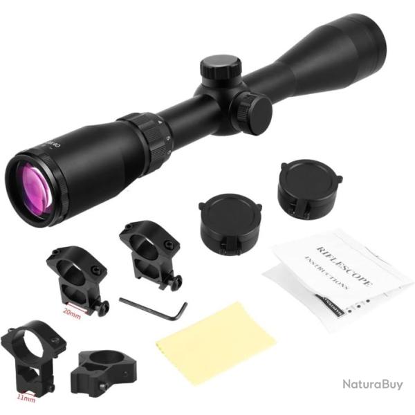 Lunette de vis�e 3-9X40mm Traitement objectif Violet couvercles rabattables Anneaux 2x20m+ Picatinny