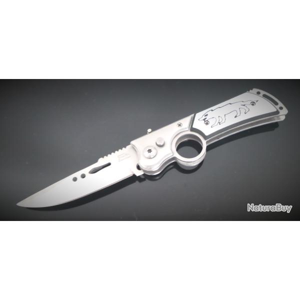 Beau couteau automatique avec scurit  l'ouverture et  la fermeture-Couteau en acier inoxydable