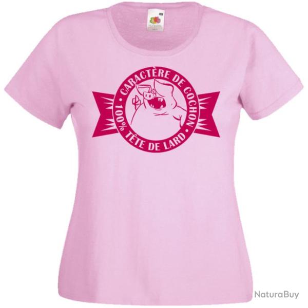 T-SHIRT FEMME - CARACT�RE DE COCHON - Id�e cadeau No�l anniversaire F�te des M�res Humour
