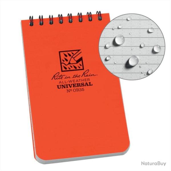 Carnet �tanche tout temps Rite in the rain - Orange / 8x13 cm