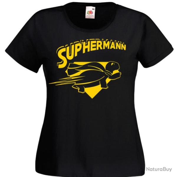 T-SHIRT FEMME - SUP'HERMANN - Humour Tortue Testudo Hermanni cadeau No�l anniversaire F�te des M�res