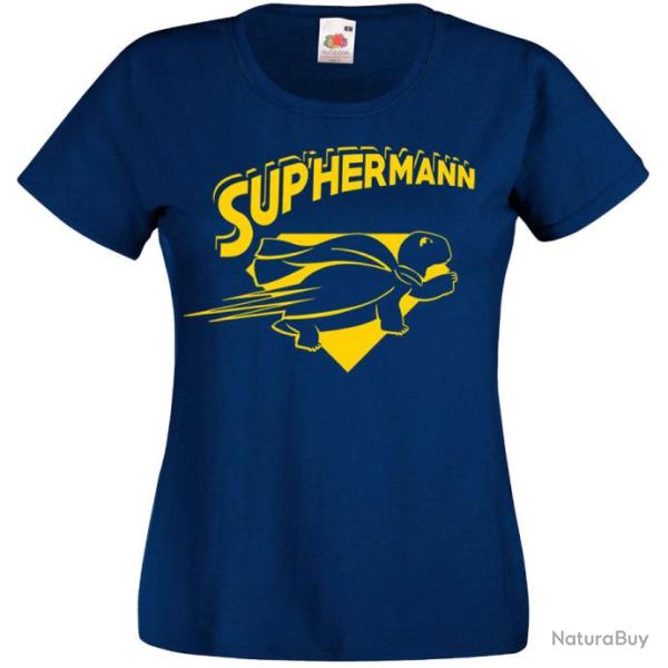 T-SHIRT FEMME - SUP'HERMANN - Humour Tortue Hermann Hermanni Boettgeri  No�l anniversaire F�te M�res