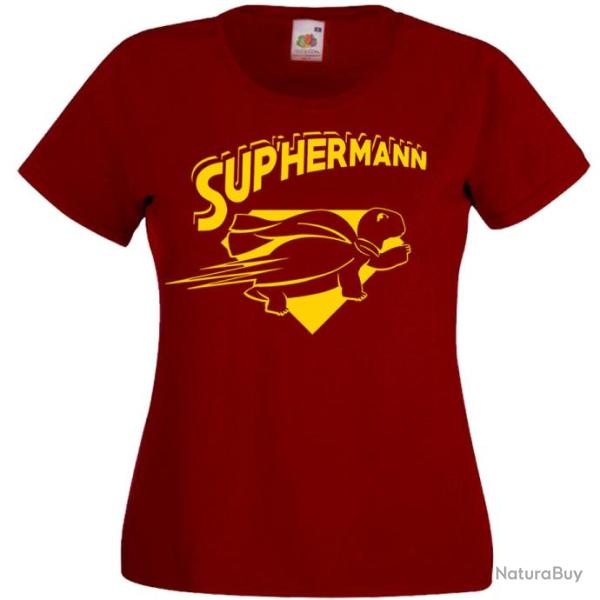 T-SHIRT FEMME humour - SUP'HERMANN - Tortue Hermann Boettgeri Hermanni  No�l anniversaire F�te M�res