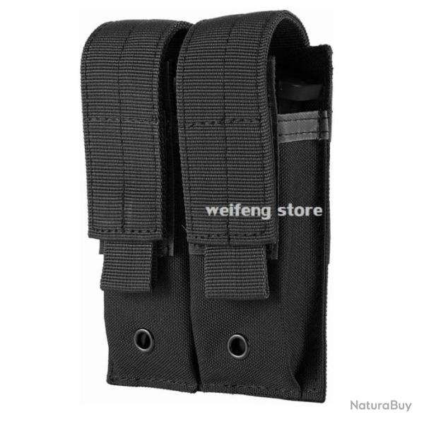 Pochette Double Molle Chargeur/Lampe/Couteau Noir - LIVRAISON GRATUITE !!