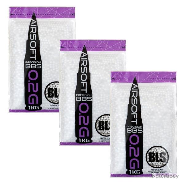 Lot de 3 Sacs 1 Kg Billes BLS Pr�cision 0.20 g Blanches