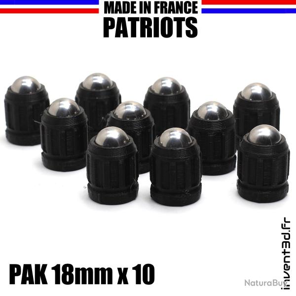 10 slugs 18mm Patriot pour PAK - Bille 12mm - Noir