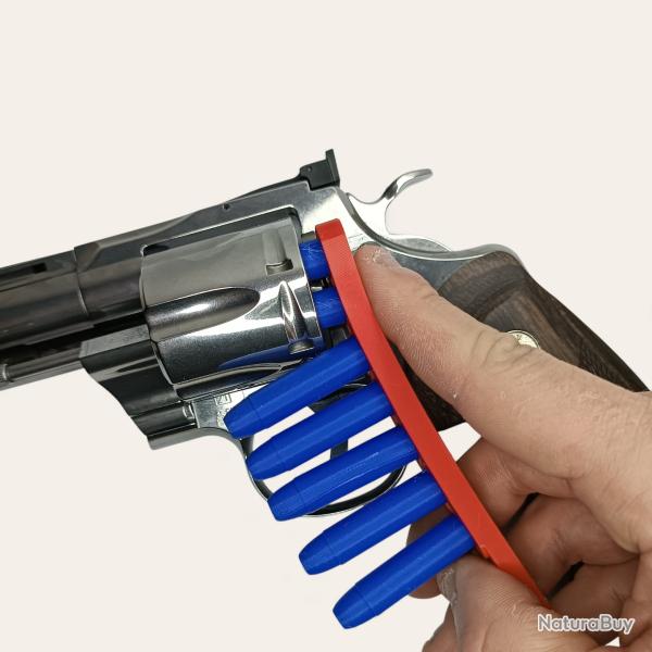 Speed Loader/Speed Strip 38SP ou 357 Magnum 7 Coups Rouge - Fabriqu� en France