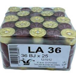 BOITE DE 25 CARTOUCHES JOCKER LA36 36G BOURRE JUPE CAL.12 70 PLOMB