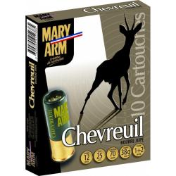 BOITE DE 10 CARTOUCHES MARY ARM CHEVREUIL 38G BOURRE JUPE CAL.12/70 PLOMB 1+2 LAITONN&Eacute;