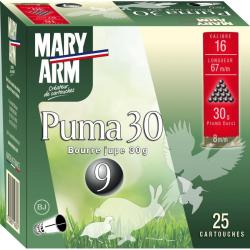 BOITE DE 25 CARTOUCHES MARY ARM PUMA 30G BOURRE JUPE CAL.16/67 PLOMB 6