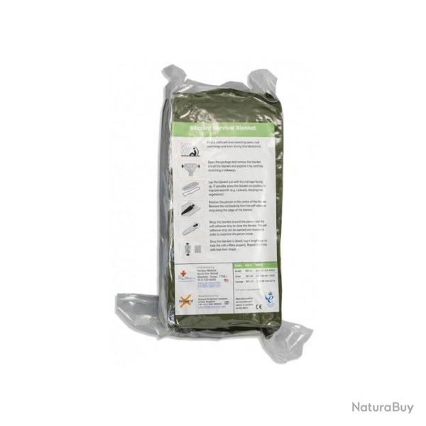 Couverture de survie Blizzard Vert arm�e - Orange