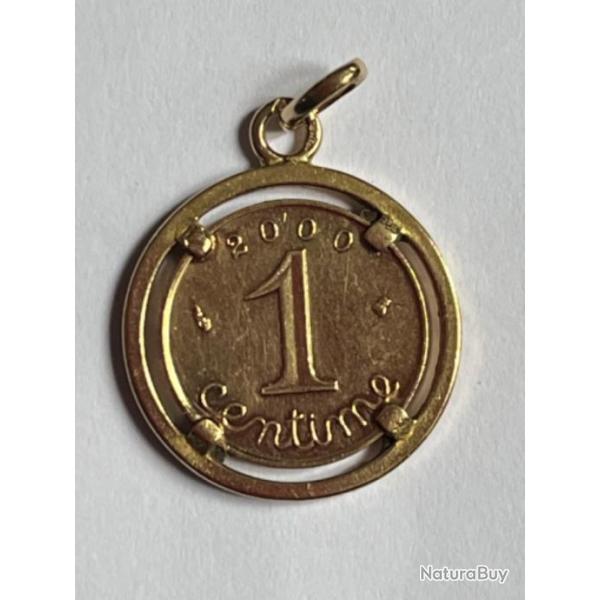 Pi�ce 1 centime OR 750 �pi m�daillon