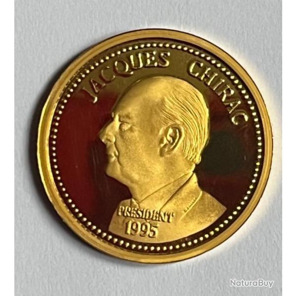 M�daille pi�ce or Jacques Chirac or 24 carats 999  pr�sidentielle de 1995