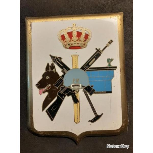 Plaque en laiton �maill�e policia militar , royeaume d'espagne