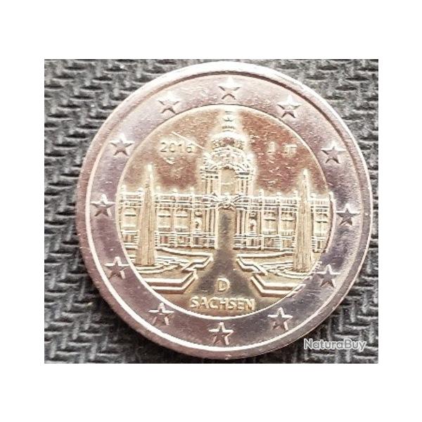 Collection 2 EUROS 2016 SACHSEN  Atelier "J " Allemagne Cette pi�ce de 2�uro comm�morative