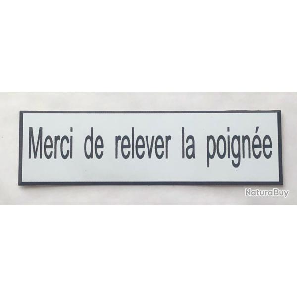 panneau adh�sif Merci de relever la poign�e Format 70x200 mm blanche