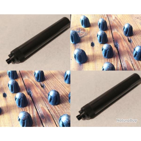 EMBOUT LONG PAK M9x100 HAUT DE GAMME CALIBRE 68 ACIER HQ & 5 SLUGS TTP. ARROWME FR CONCEPT.