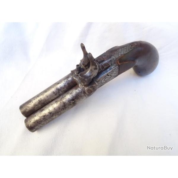 0100X lot pistolet a  piston a 2 canons fixes  ray�s : chasse , v�nerie ou d�fense