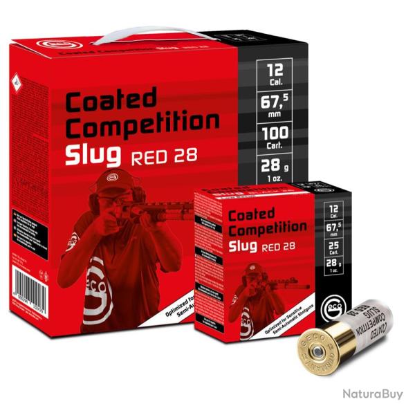 GECO COATED COMPETITION SLUG RED 28 12/67 28g - Boite de 25 unit�s