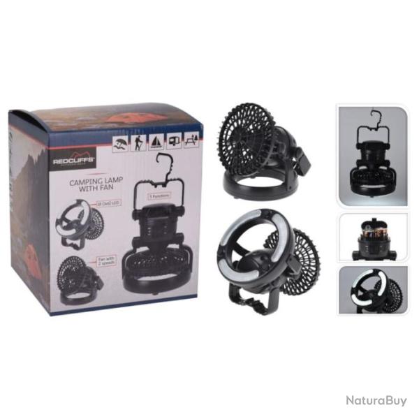Lampe de camping 18 LED avec ventilateur Noir