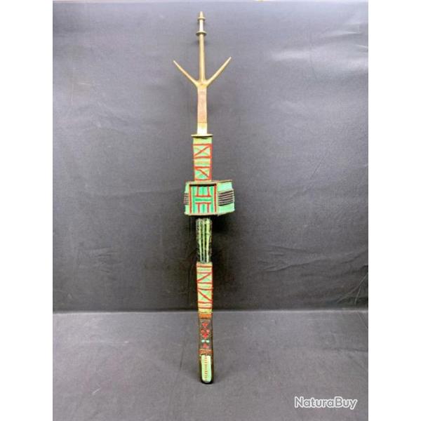 ANCIENNE EPEE DE BRAS AFRICAINE, TELEK, CIRCA 1950, ORIGINE TOUAREG, 61CM, POIGNEE BRONZE