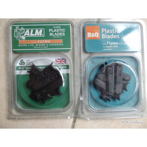 2 x 6 lames plastique R�f�rence FL2460 pour tondeuse FLYMO Micro Lite Minimo et Hovervac 28cm NEUVES