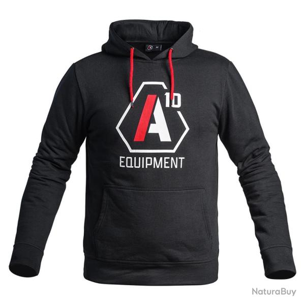Hoodie A10 noir logos blanc rouge