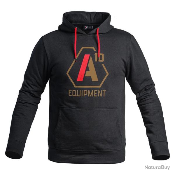 Hoodie A10 noir logos tan rouge