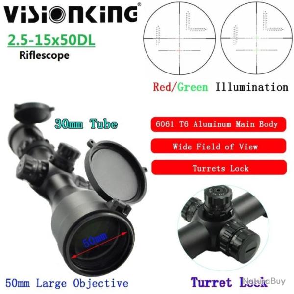 Visionking Lunette De Vis�e 2.5-15x50 DL Paiement en 3 ou 4 fois - LIVRAISON GRATUITE !!!
