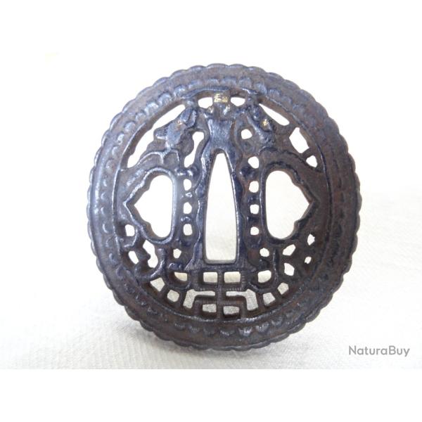 tsu50) lot  tsuba en fer cisel� et incrust� d'or =  katana , wakisashi , sabre ,  japonais , �do