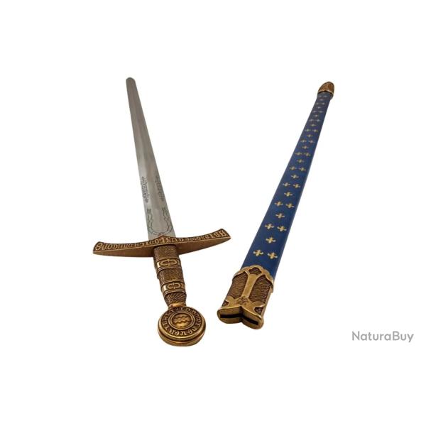 R�plique Denix d'�p�e m�di�vale Fran�aise EPEE FLEUR DE LYS FOURREAU BLEU 109 CM