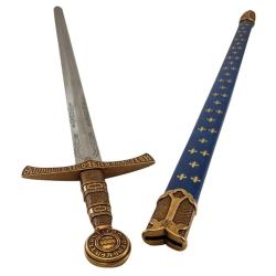 R&eacute;plique Denix d'&eacute;p&eacute;e m&eacute;di&eacute;vale Fran&ccedil;aise EPEE FLEUR DE LYS FOURREAU BLEU 109 CM