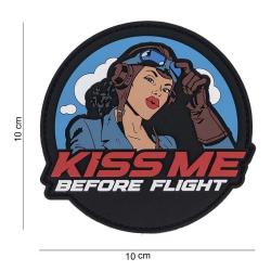Patch 3D PVC Kiss me before flight rond