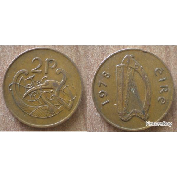 Irlande 2 Pence 1978 Eire Piece Harpe Instrument Musique Oiseau Pences
