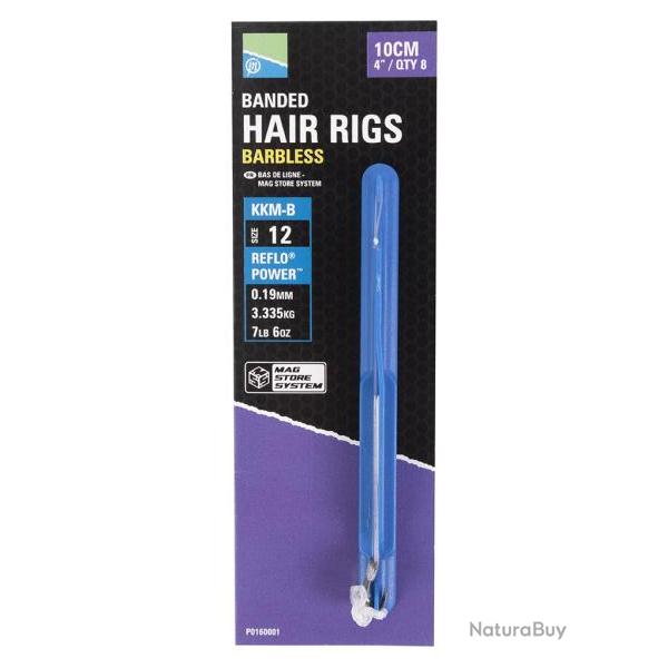 PRESTON BAS DE LIGNE MAG STORE KKM-B BANDED HAIR RIGS 0,19mm 14 4''/10cm