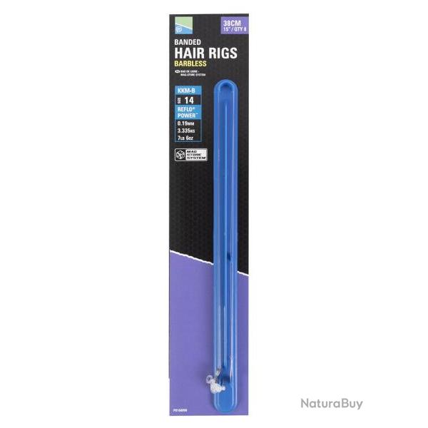 PRESTON BAS DE LIGNE MAG STORE KKM-B BANDED HAIR RIGS 0,19mm 14 15''/38cm