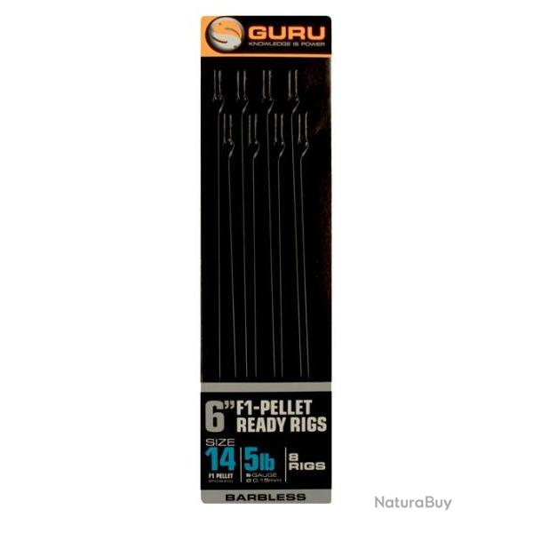 GURU BAS DE LIGNE F1-PELLETS READY RIGS 6'' 15CM GURU 0,11mm 18 6''15cm