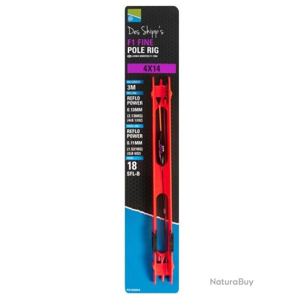 PRESTON LIGNE MONT�E DES SHIPP F1 FINE POLE RIG 3m 0,11mm 4x16