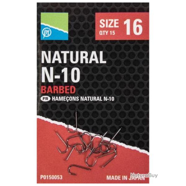 PRESTON HAME�ONS NATURAL N-10 BARBED HOOK 16
