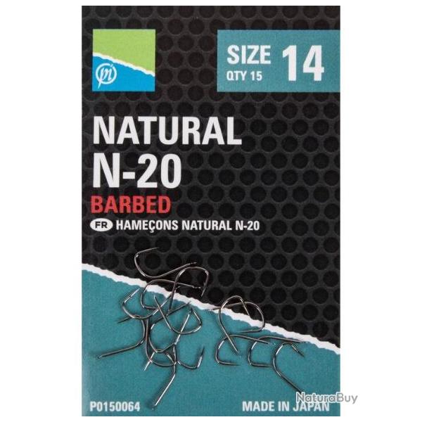 PRESTON HAME�ONS NATURAL N-20 BARBED HOOK 14