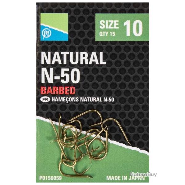 PRESTON HAME�ONS NATURAL N-50 BARBED HOOK 14