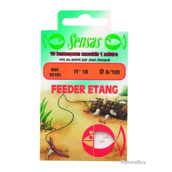 SENSAS BAS DE LIGNE HAME�ONS MONT�S FEEDER �TANG SENSAS 0,10mm 18