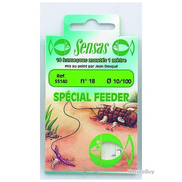 SENSAS BAS DE LIGNE HAME�ONS MONT�S FEEDER 100CM SENSAS 0,18mm 16