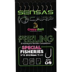 SENSAS BAS DE LIGNE MONTEES METHOD CRAZY BAIT 4210 15CM 0,18mm 16
