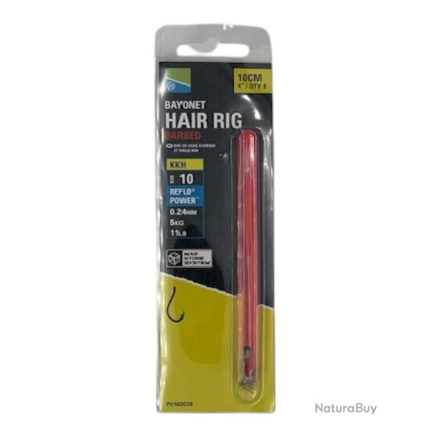 PRESTON BAS DE LIGNE MAG STORE KKH BAYONET HAIR RIGS 4"/10CM PRESTON 0,24mm 10