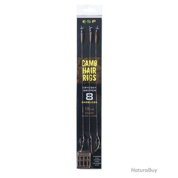 ESP BAS DE LIGNE CAMO HAIR RIG GRIPPER BARLESS ESP 8 20lb