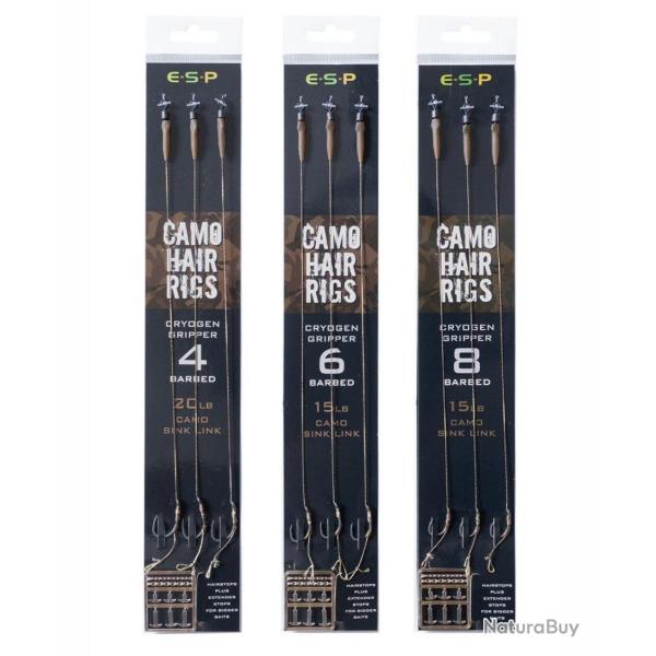 ESP BAS DE LIGNE CAMO HAIR RIG GRIPPER BARBED ESP 4 20lb