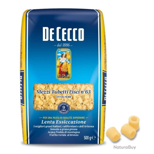 DE CECCO PASTA MEZZI TUBETTI LISCO N�63 500GR DE CECCO