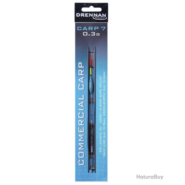 DRENNAN LIGNES MONT�ES CARP 7 COMMERCIAL CARP POLE RIGS DRENNAN 0,30gr 3m 0,18mm 14