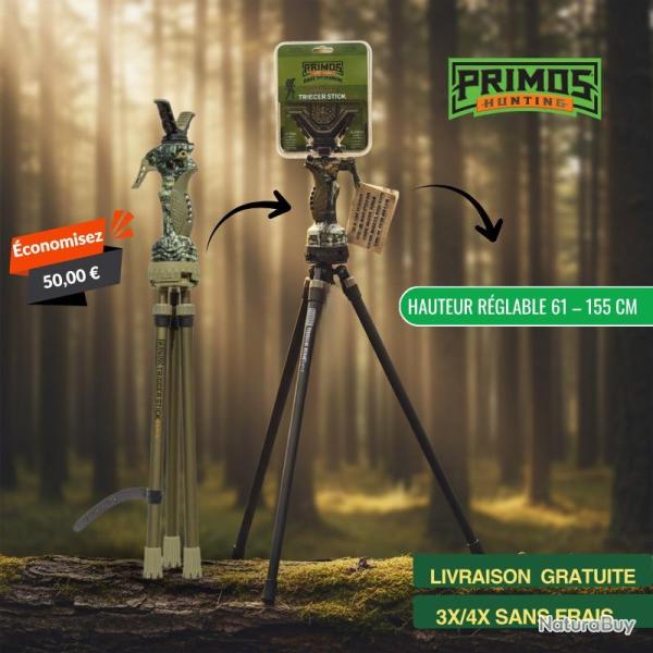 Tr�pied Primos Gen 3 Trigger Stick Mod�le haut - 61 � 155 cm